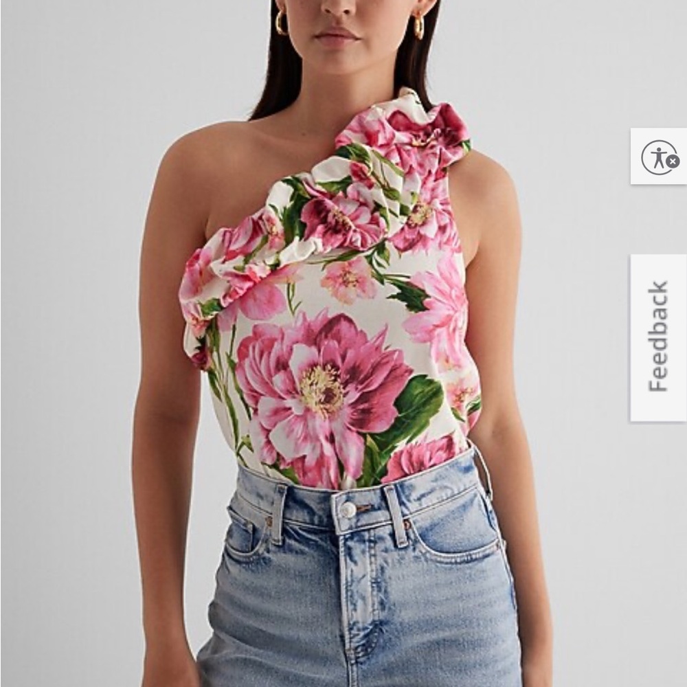 Express Pink S Floral off the shoulder Top